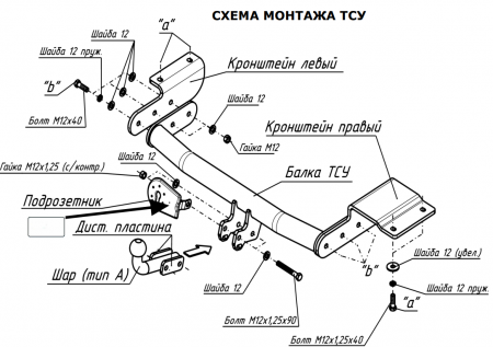 Фаркоп 4816-A Oris на Chrysler Grand Voyager 2001-2008, Dodge Caravan 2001-2008 без выреза в бампере. Тип шара: A. Нагрузки: 1500/75 кг, масса фаркопа 16,8 кг (без электрики в комплекте) от магазина ФаркопРос